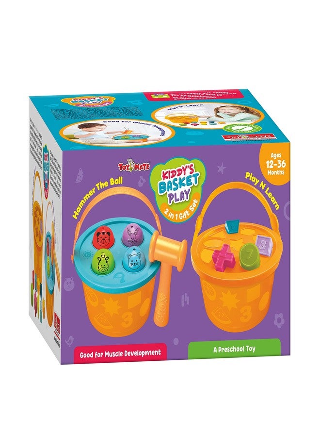 Toymate Kiddy’s Basket Play - Combo of Hammering Fun & Shape Sorting Basket - A Learning Shapes Colors Knock Pounding Fine Motor Toy Set for Kids Toddlers - Image 1